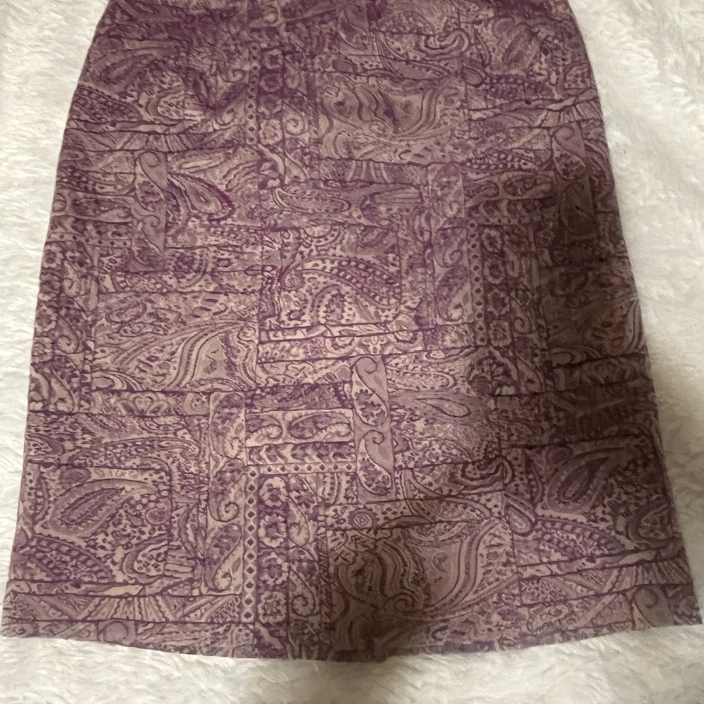 Oscar de la Renta vintage Mulberry Purple Paisley Print pencil skirt size 2